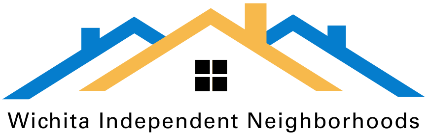 Logo with 3 roof lines with chimneys for Wichita Independent Neighborhoods.